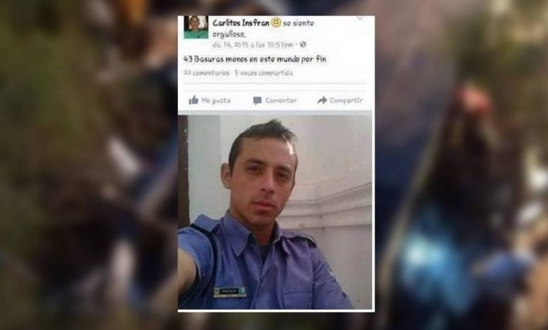 Photo of #‎LAMENTABLE‬ : Un policía posteó «43 basuras menos» luego del accidente en Salta y lo echaron