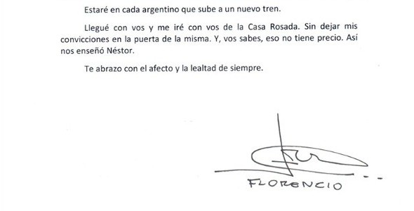 Photo of LA CARTA COMPLETA DE RANDAZZO A LA PRESIDENTA: «ACEPTO CON TRISTEZA»
