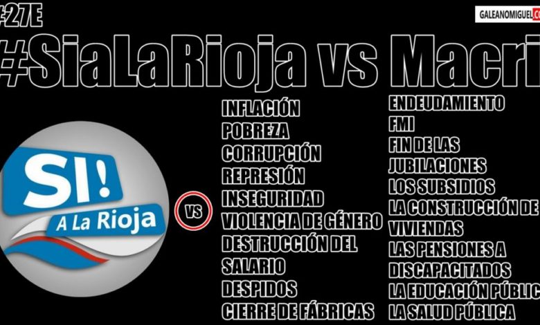 Photo of Por Miguel Galeano: «El riojano vota este #27E en medio de los tarifazos, inflación, pobreza, cierre de comercios y pérdida de empleo, entre el #SiaLaRioja o Macri»